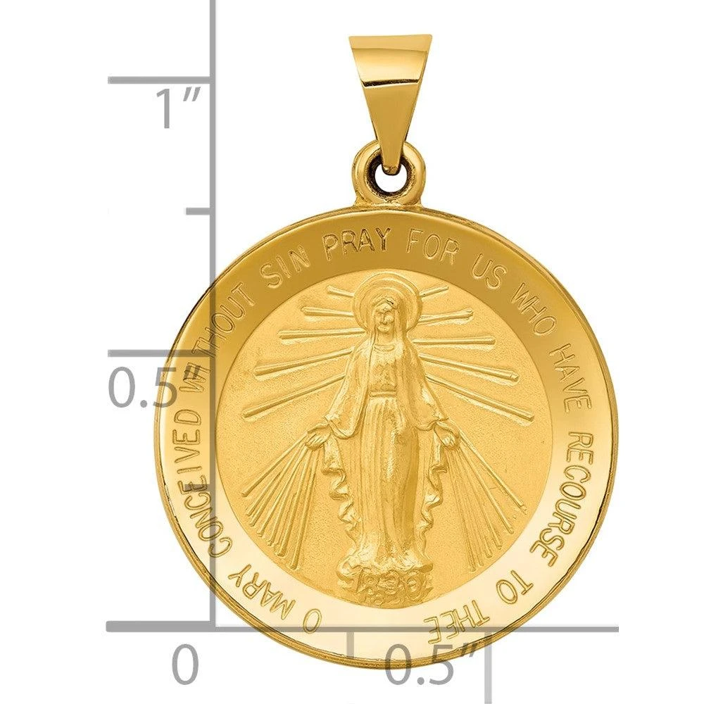 Diamond2Deal 14k Yellow Gold Miraculous Medal Hollow Pendant 4