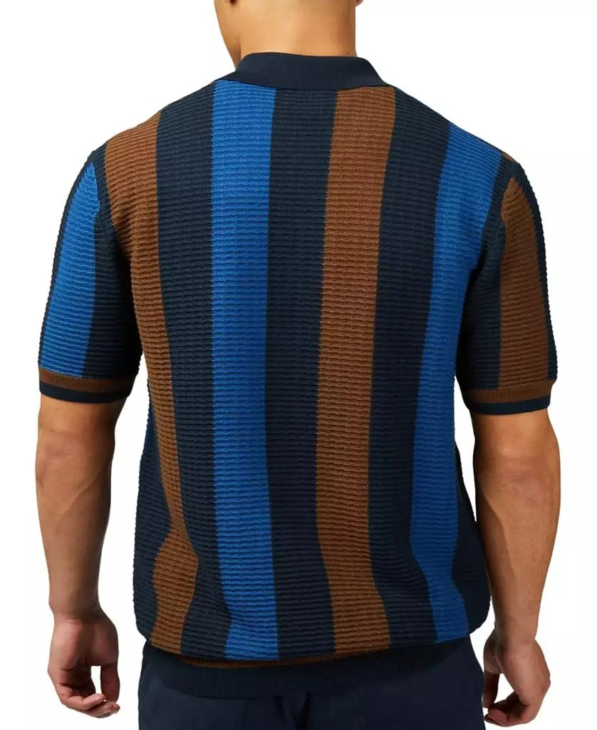 Ben Sherman Men's Regular-Fit Textured Stripe Sweater-Knit Button-Down Polo Shirt 2
