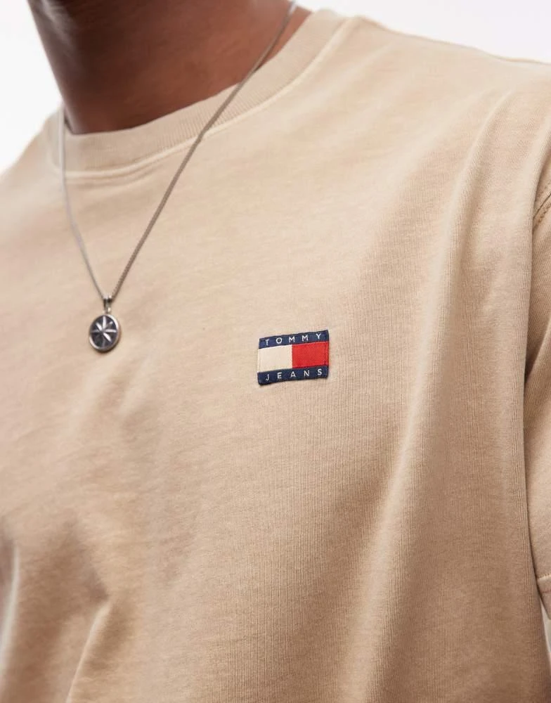 Tommy Jeans Tommy Jeans relaxed badge logo t-shirt in tan 3