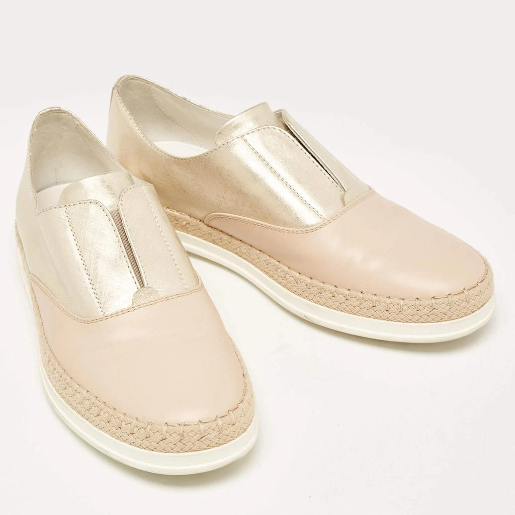 Tod's Tod's Beige/Gold Leather Espadrille Flat Size 36 4