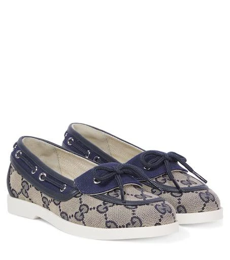 Gucci GG Canvas leather-trimmed boat shoes 1