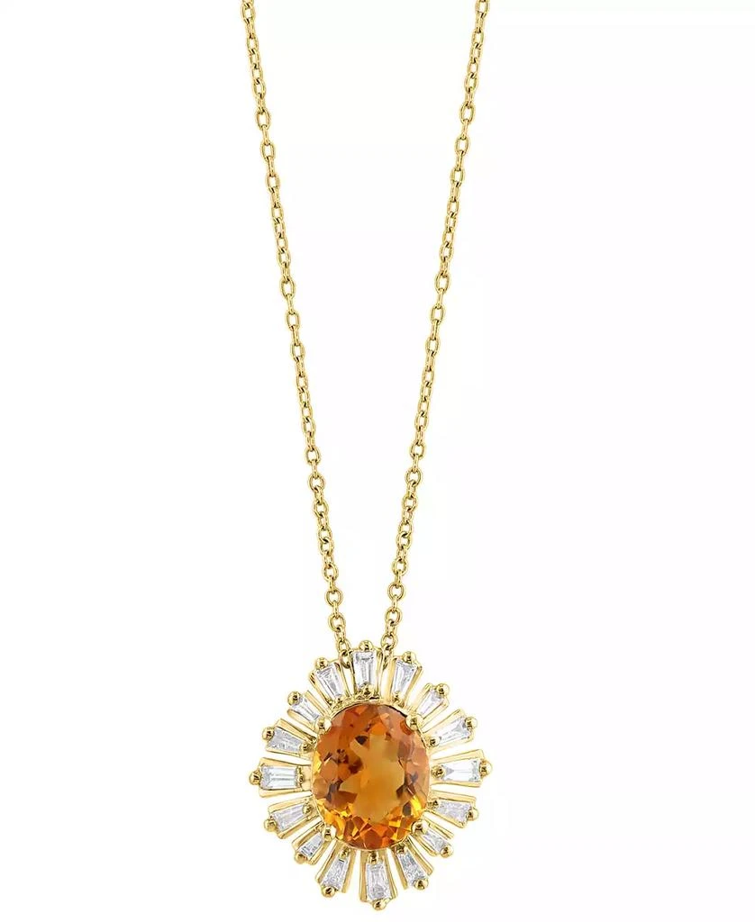Effy EFFY® Citrine (2 ct. t.w.) & Diamond (3/8 ct. t.w.) 18" Pendant Necklace in 14k Gold 1