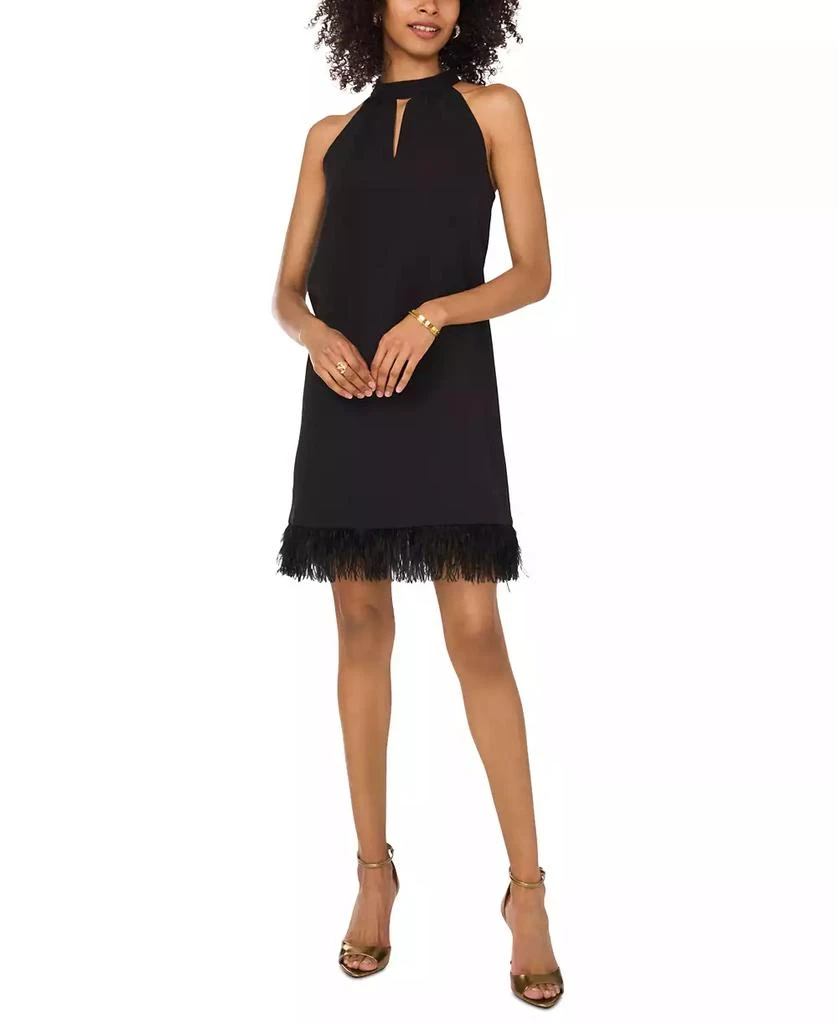 Vince Camuto Women's Feather-Trim Halter A-Line Mini Dress 1