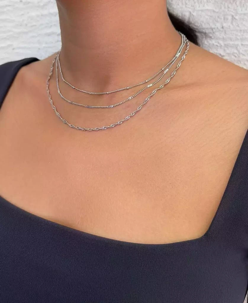 ADORNIA Silver 3-Chain Necklace Set 5
