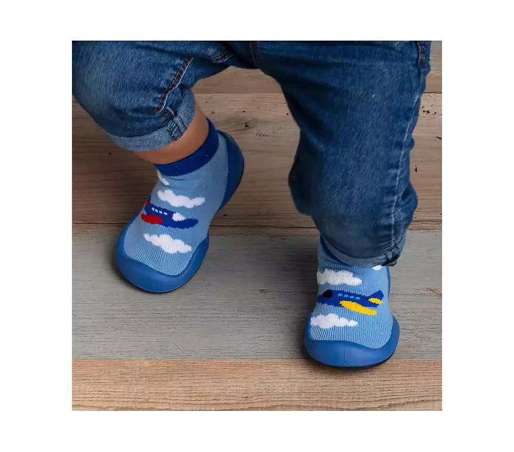 Komuello Infant Boy First Walk Sock Shoes Aeroplane 3