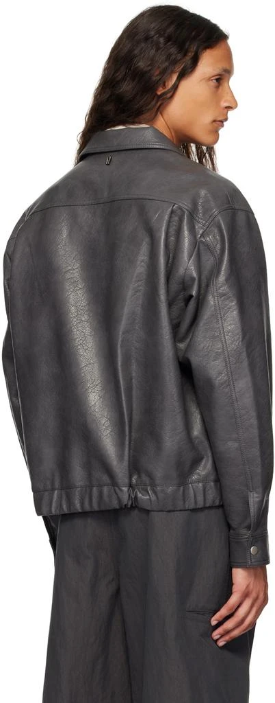 LE17SEPTEMBRE Gray Spread Collar Faux-Leather Jacket 3