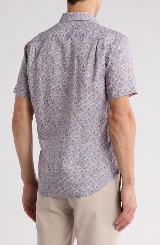 David Donahue Floral Casual Short Sleeve Cotton Button-Up Shirt