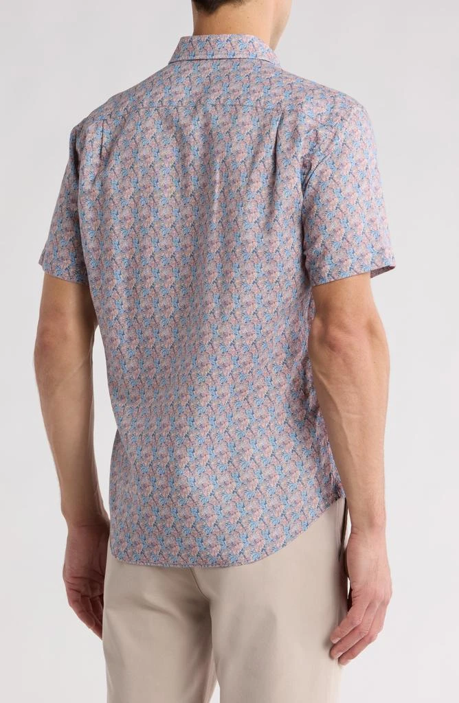 David Donahue Floral Casual Short Sleeve Cotton Button-Up Shirt 2