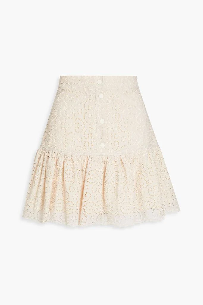 Sandro Ruffled broderie anglaise cotton mini skirt 1