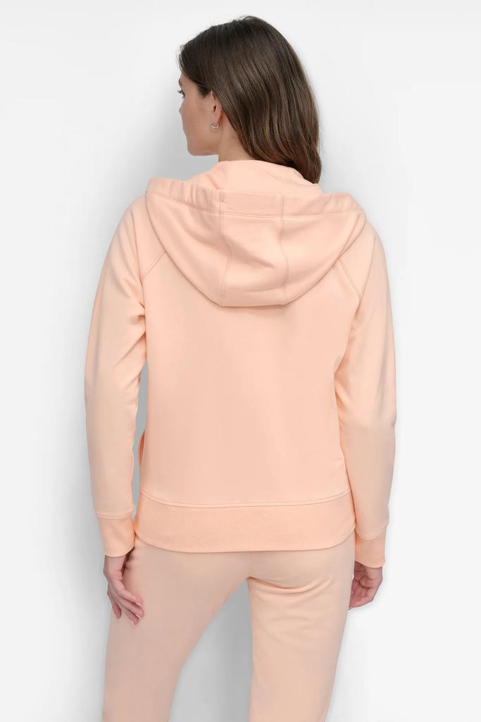 DKNY TWO TONE LOGO DRAWCORD ZIP HOODIE