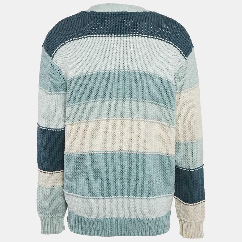 Kith Kith Blue Intarsia Cotton Knit Button Front Cardigan XL