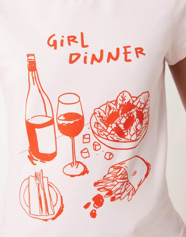 ASOS ASOS DESIGN baby tee with girl dinner graphic in pink 2