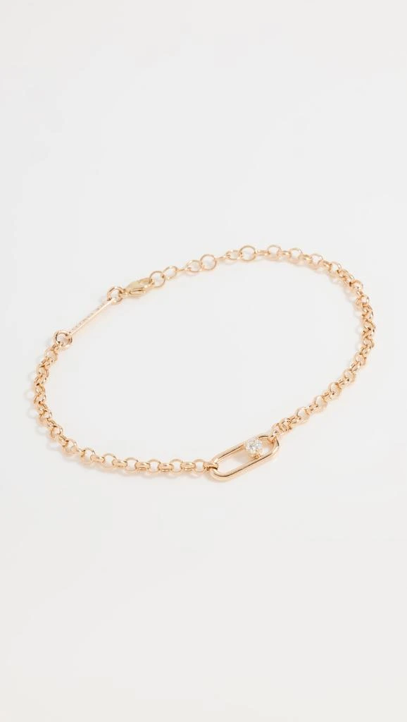 Zoe Chicco 14k Gold Rolo Chain Bracelet with Large Paperclip Link with Diamond 1