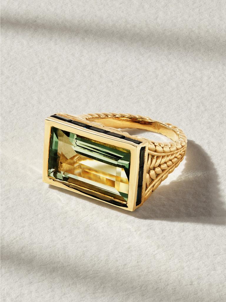 PASCALE MONVOISIN Xxl Poppy Signet 9k 黄金、紫水晶、托帕石戒指