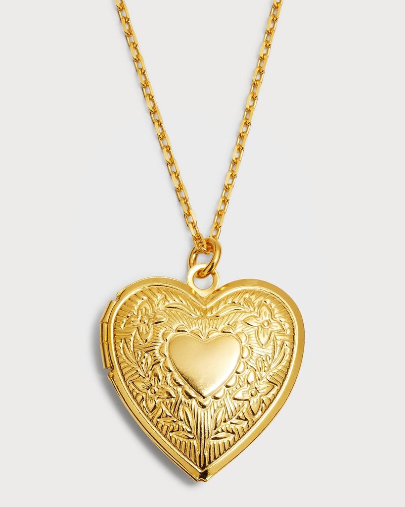 BEN-AMUN 24k Gold Electroplate Chain Necklace with Heart Locket Pendant