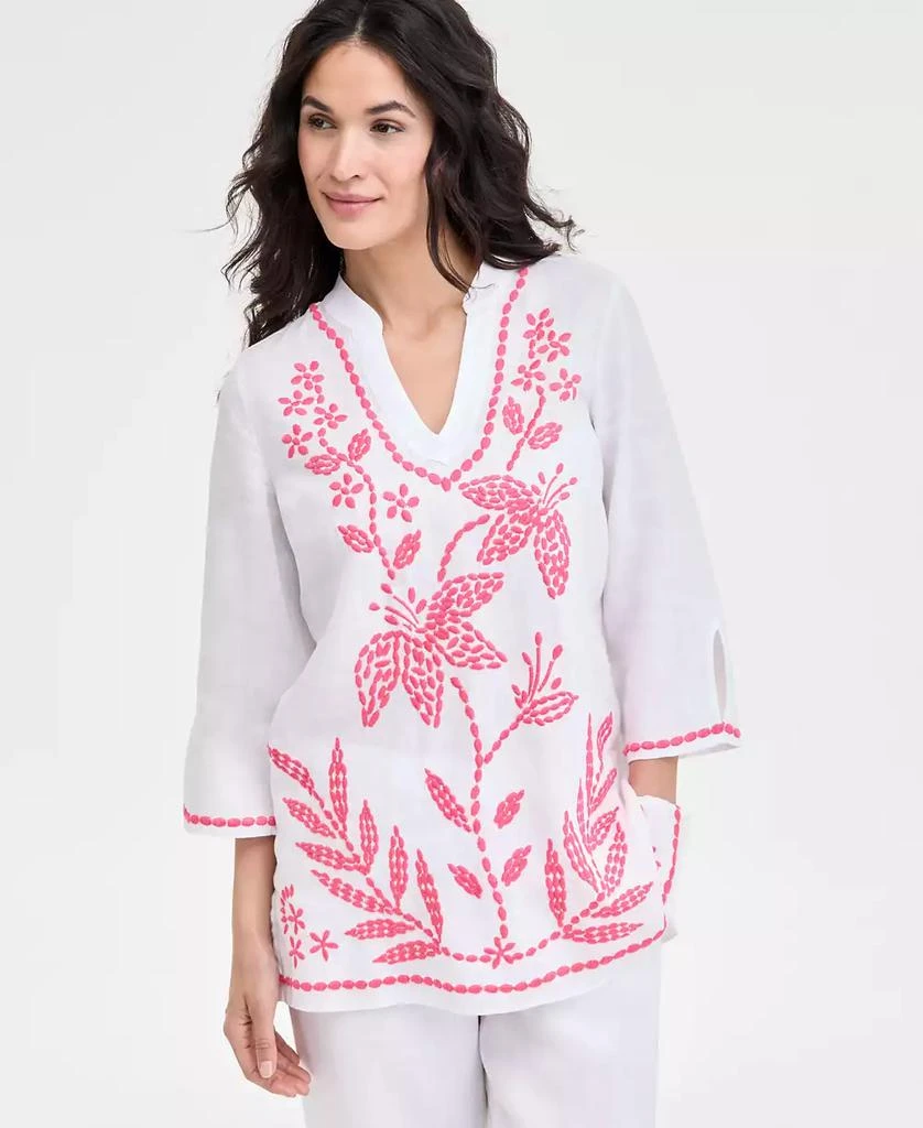 Charter Club Women's 100% Linen 3/4-Sleeve Tunic Top, Exclusively at Macy's 1