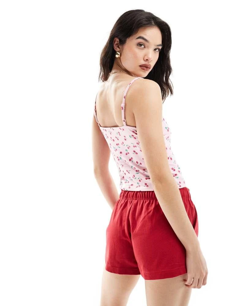 ASOS DESIGN ASOS DESIGN horn button cami vest in cherry print 3