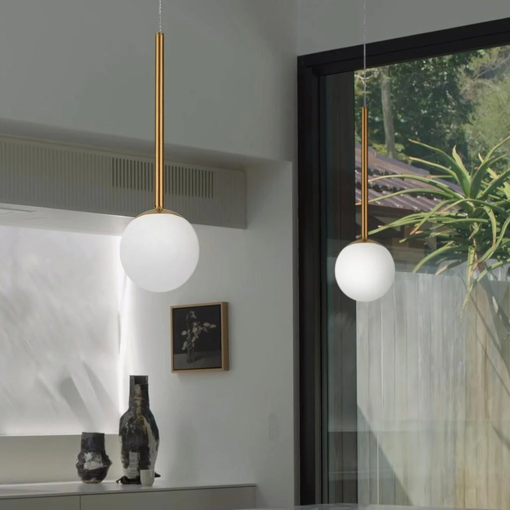 VONN Lighting Capri VCP2101AB 5" 1-Light Integrated LED Height Adjustable Pendant Lighting with Glass Shade in Antique Brass 3