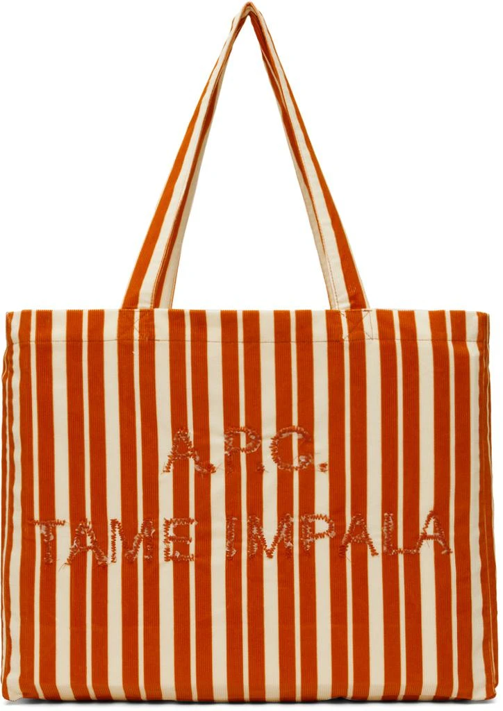 A.P.C. Orange & Off-White Tame Impala Edition Shopping Leash Tote 1