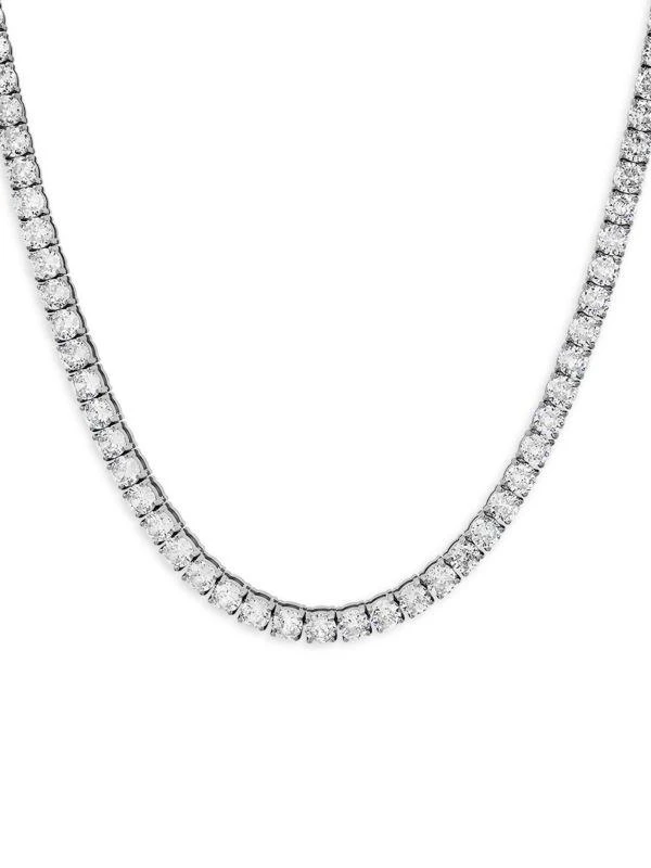 Anthony Jacobs Stainless Steel & Simulated Diamond Tennis Necklace 2