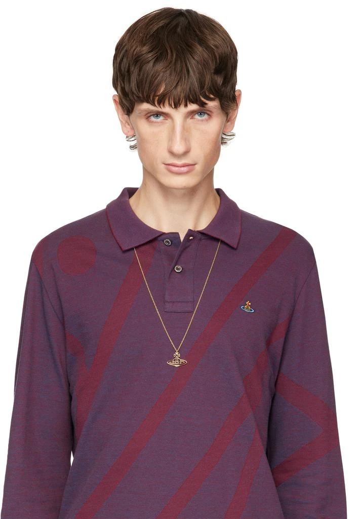 Vivienne Westwood Gold Thin Lines Flat Orb Pendant Necklace 2