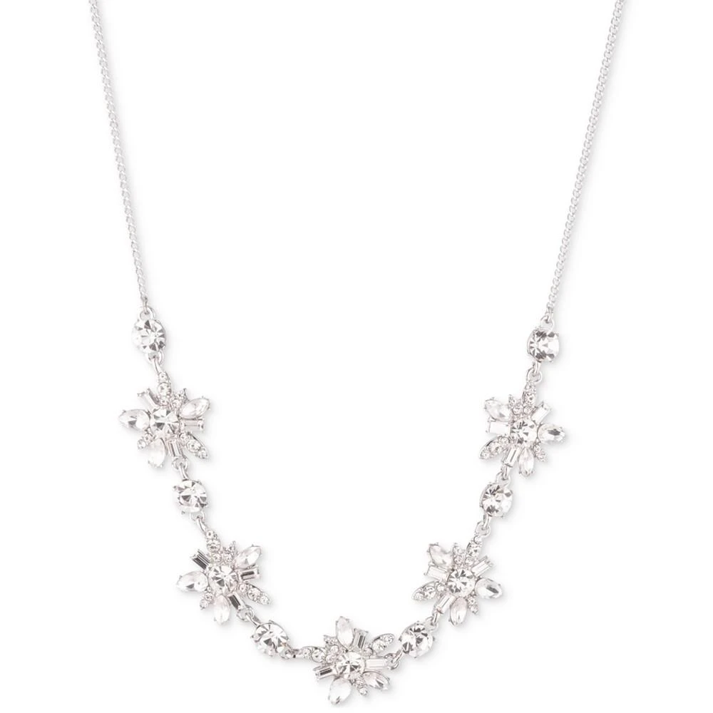 Givenchy Silver-Tone Crystal Cluster Stone Frontal Necklace, 16" + 3" extender 1