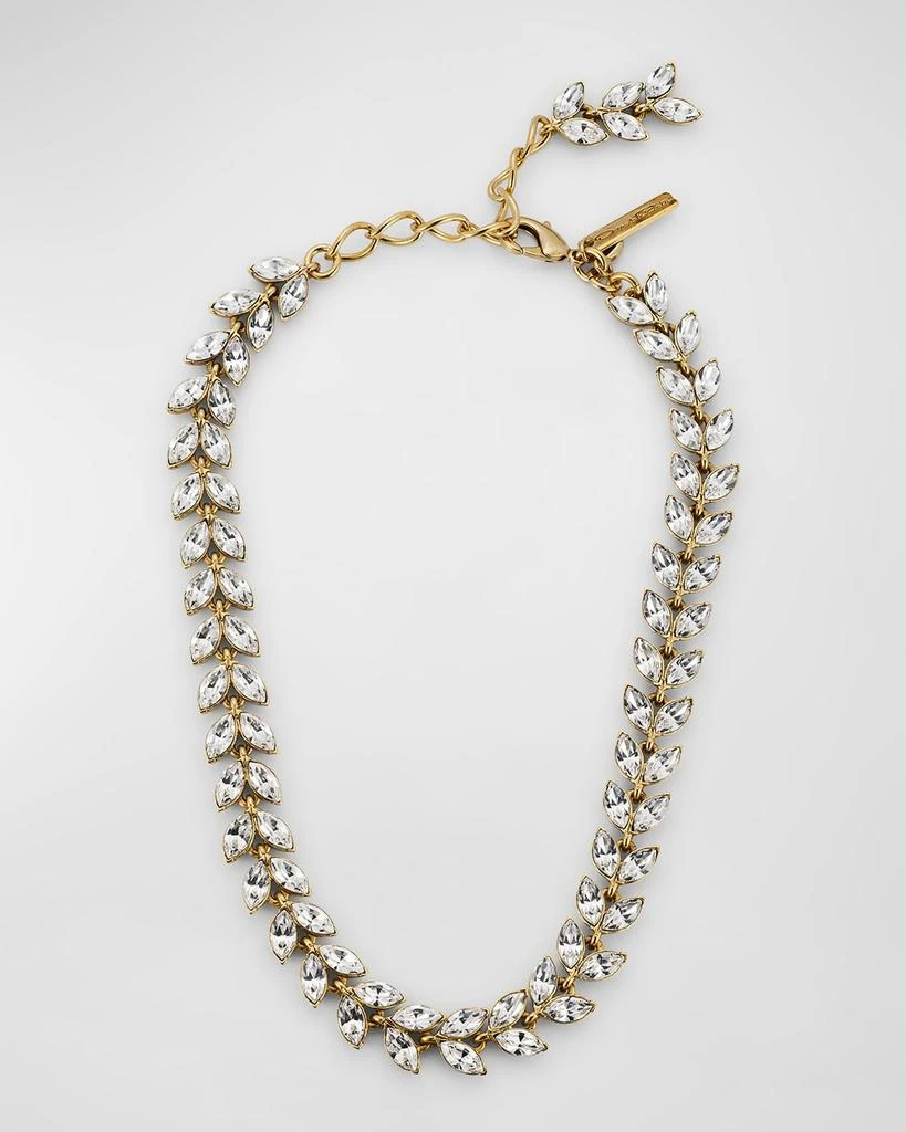 Oscar de la Renta Crystal Leaf Necklace 1