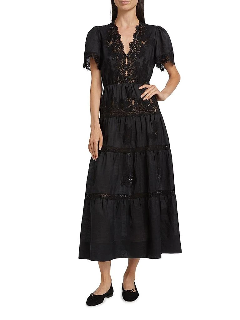 D�ÔEN Graciela Lace Trim Short-Sleeve Midi-dress 3