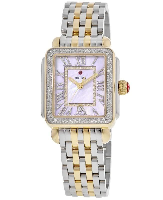 Michele Michele Deco Madison Two-Tone 18k Gold-Plated Purple Dial Diamond  Women's Watch MWW06T000248 1