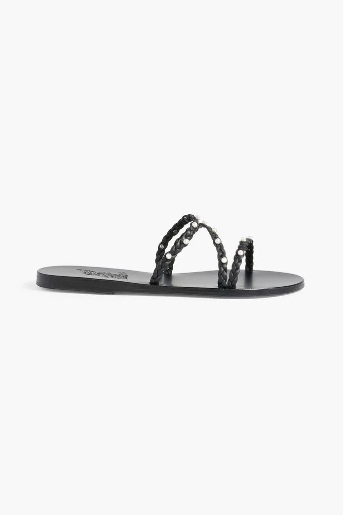 ANCIENT GREEK SANDALS Ekaterini faux pearl-embellished braided leather sandals 1
