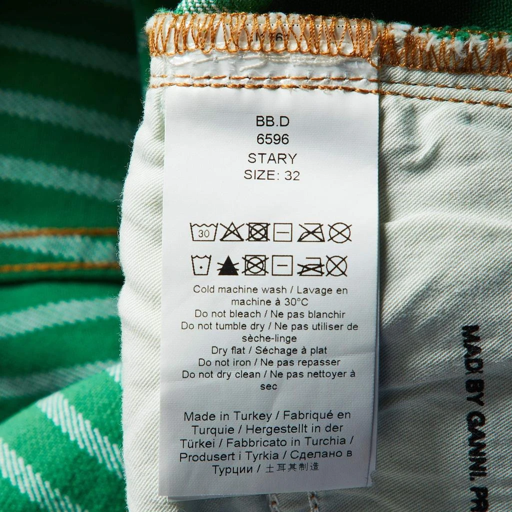 Ganni Ganni Green Striped Cotton Stary Baggy Jeans L/Waist 33" 6