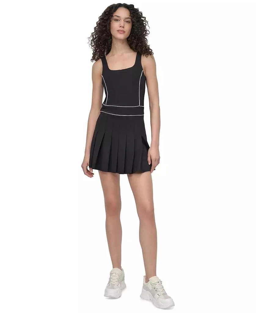 DKNY Women's Contrast-Piping Pleated Sleeveless Dress 4