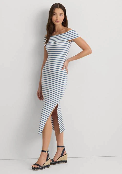 Ralph Lauren Ralph Lauren Striped Off The Shoulder Midi Dress 1
