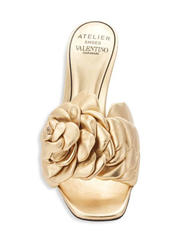 Valentino 51MM Floral Leather Kitten Heel Sandals 6