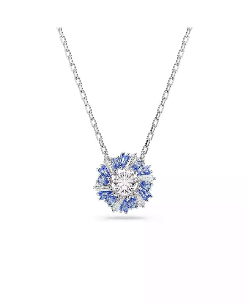 Swarovski Flower, Blue, Rhodium Plated Idyllia Pendant Necklace 1