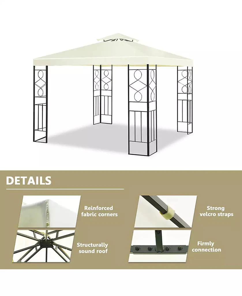 Costway 2 Tier 10'x10' Patio Gazebo Canopy Tent Steel Frame Shelter Awning 7