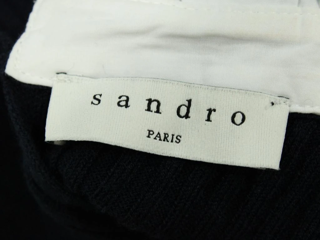 Sandro Paris Sandro Rony Ribbed Knit Midi Dress in Navy Blue Polyamide 5