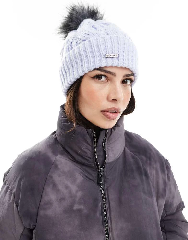 Columbia Columbia Boundless days cable knit pom beanie in snowdrift purple 3