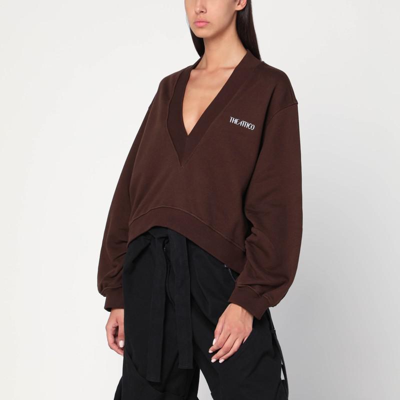 The Attico Brown cotton sweatshirt with logo