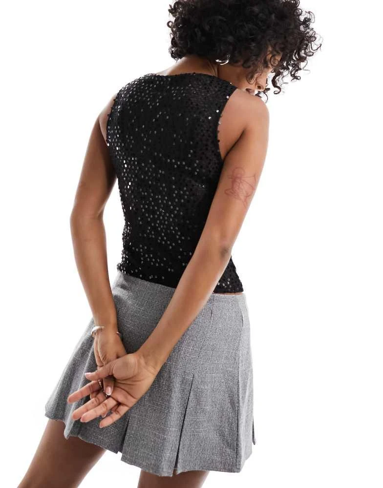 Motel Motel dudley sequin vest in black 3