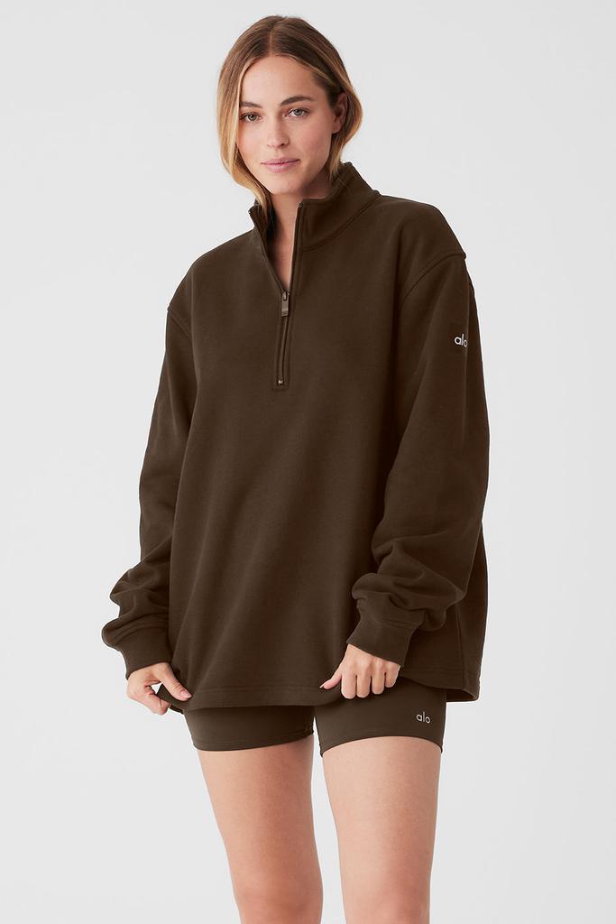 Alo Renown Heavy Weight 1/4 Zip - Espresso - Hoodies - Free