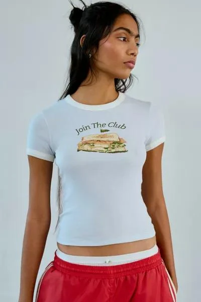 BDG BDG Too Perfect Join The Club Graphic Ringer Baby Tee 1