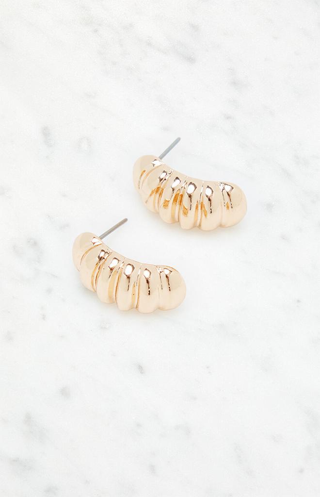 LA Hearts Ribbed Half Hoop Earrings