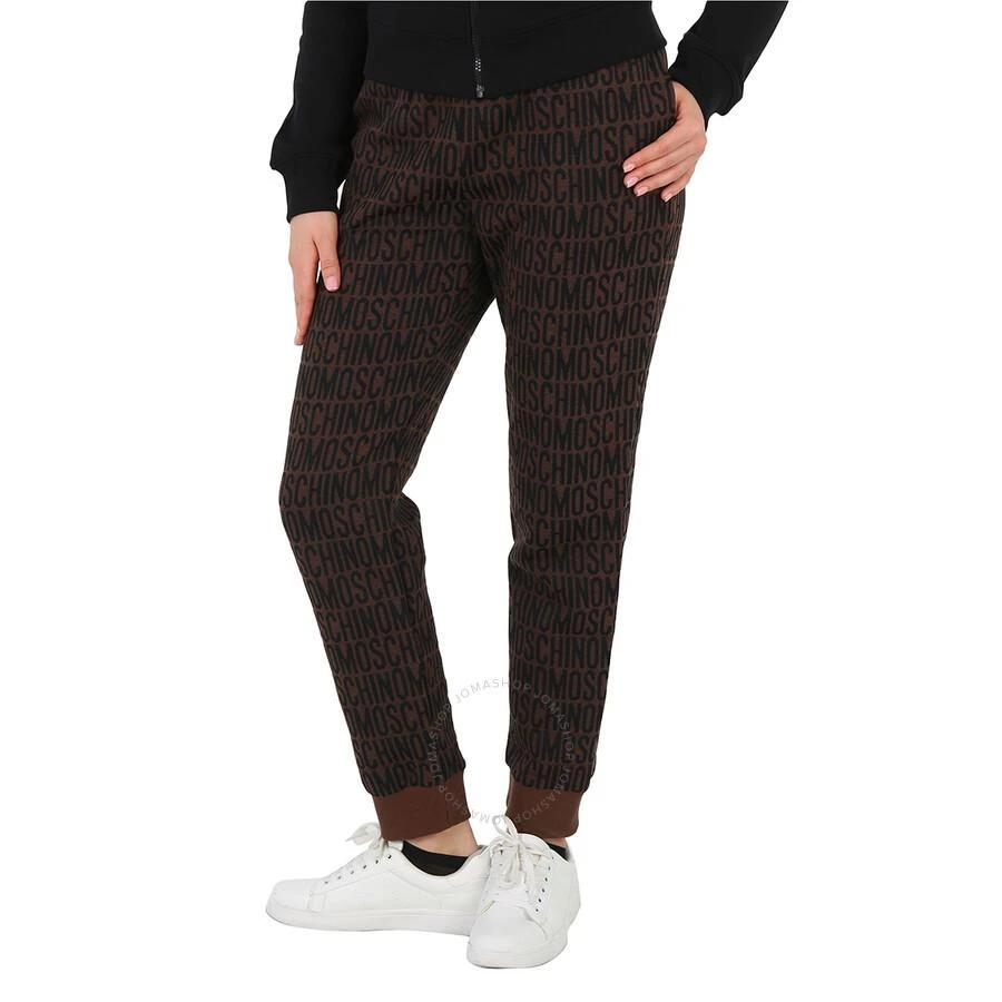 Moschino Ladies Fantasy Print Brown Allover Monogram Joggers 2