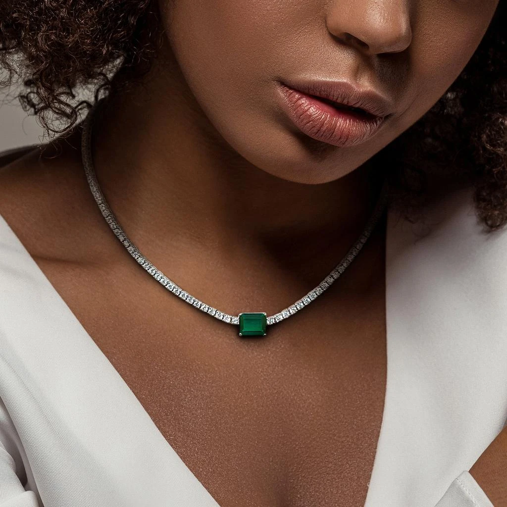 Mimi 
Max 15 7/8ct TGW Created Emerald Created White Sapphire Necklace Sterling Silver 4