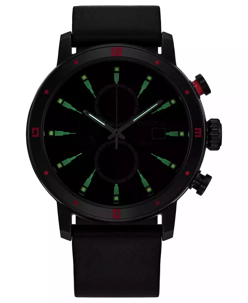 Citizen Eco-Drive Men's Chronograph Star Wars Darth Vader Black Leather Strap Watch 44mm 4