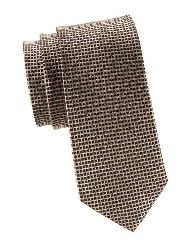 Saks Fifth Avenue Graph Check Silk Jacquard Tie 1
