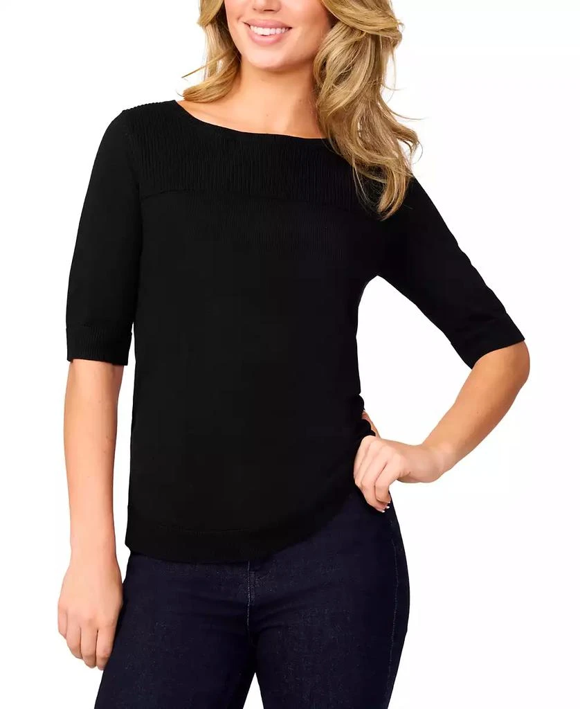 Melissa Paige Women's Ribbed-Yoke Elbow-Sleeve Sweater 3