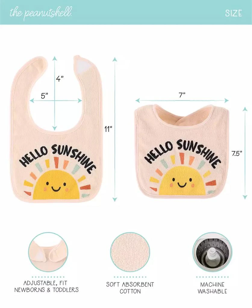 The Peanutshell Terry Feeding Baby Girl Bibs, 10 Pack, Hello Sunshine 5