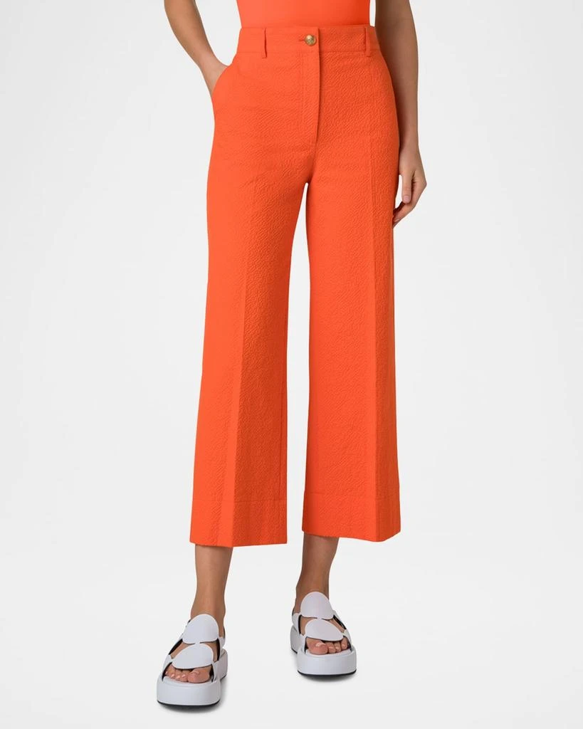 Akris Chiara Cotton Seersucker Wide-Leg Pants 4